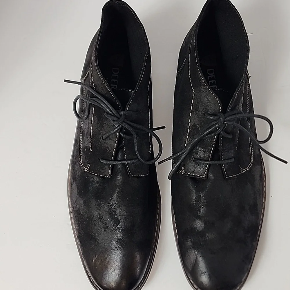 Deer Stages Men's Black Chukka Textured Ankle Boots Lace-Up Shoes, sz 13